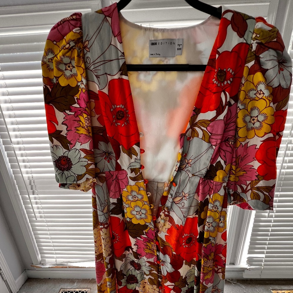 WORN ONCE! ASOS ORANGE FLORAL DRESS